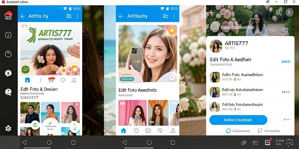 Tampilan antarmuka ARTIS777 saat mengedit foto aesthetic.