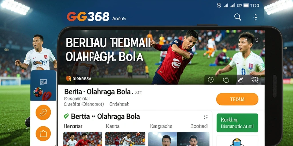 Antarmuka aplikasi GG368 dengan berita olahraga bola terkini.
