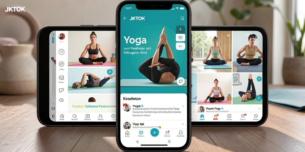 Tampilan antarmuka JKTOK yang menarik dengan fitur latihan Yoga.
