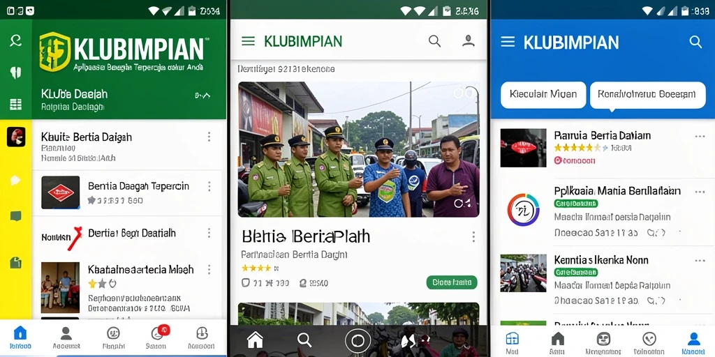 Antarmuka KLUBIMPIAN yang menampilkan berita daerah terkini.