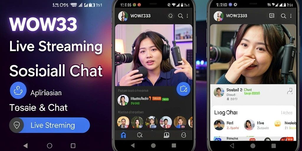 Antarmuka WOW33 yang menarik dengan fitur Live Streaming interaktif.